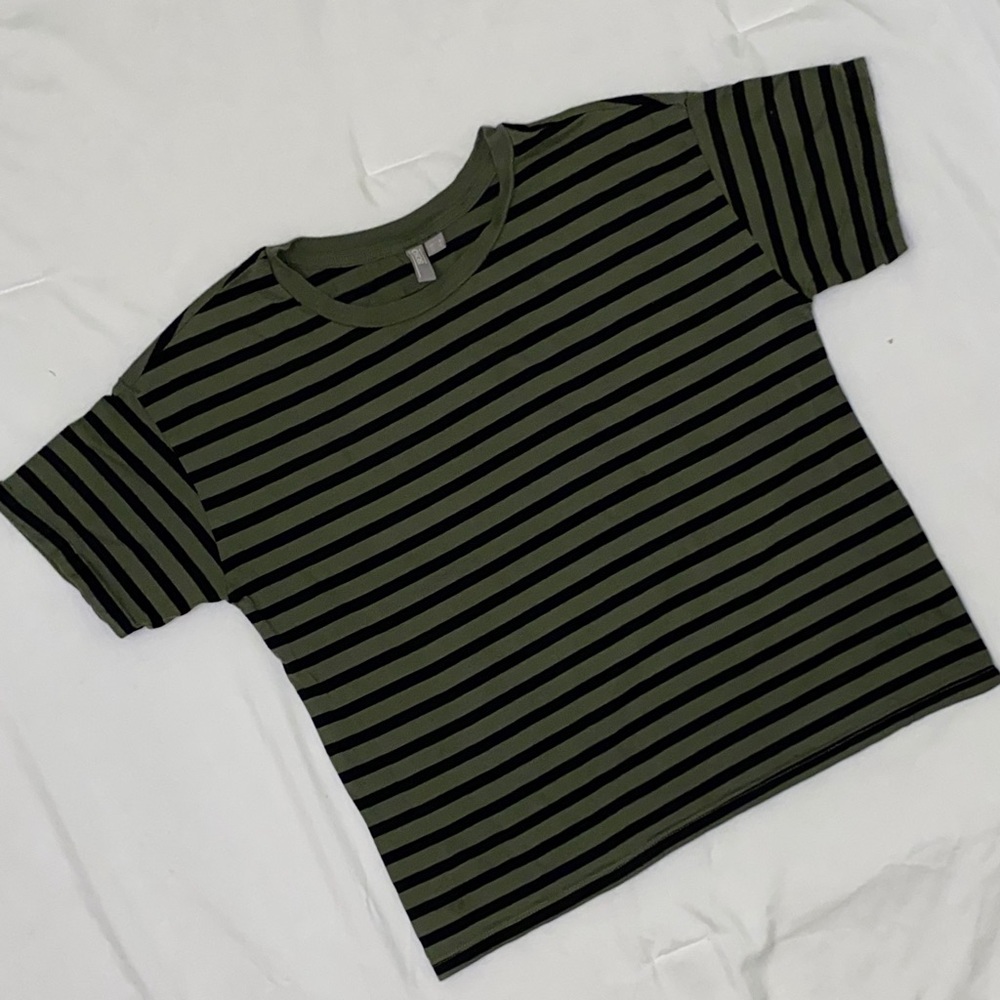 SOLD: Green and black stripped shirt